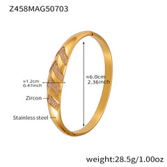 18K Gold-Plated Geometric Cubic Zirconia Bangles