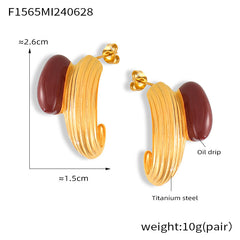 Enamel Ribbed Hoop Earrings