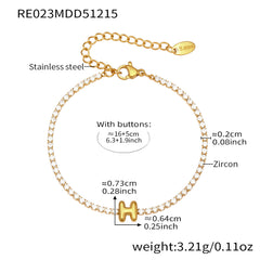 Cubic Zirconia Initial Chain Bracelet