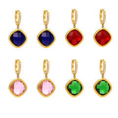 Faceted Color Stone Drop Earrings
