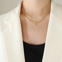 Cubic Zirconia Initial Letter Chain Necklace