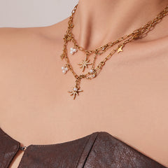 18K Gold-Plated Starburst Fringe Necklace