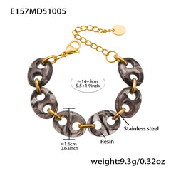 Resin Coffee Bean Link Bracelet