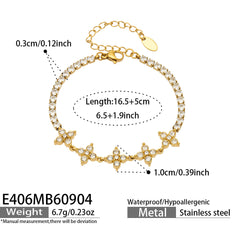 Four-Petal Cubic Zirconia Flower Bracelet Designs