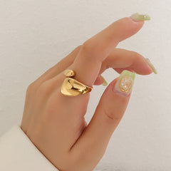 Sculptural Indented Adjustable Open Ring