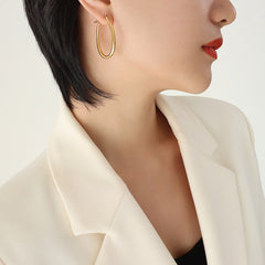 18K Gold-Plated Oval Hoop Earrings