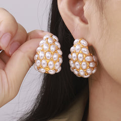 18K Gold-Plated Pearl-Look Teardrop Earrings