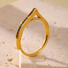 18K Gold-Plated Cubic Zirconia Open Band Ring