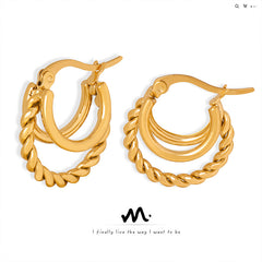 18K Gold-Plated Double-Curve Twisted Hoop Earrings