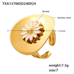 18K Gold-Plated Daisy Enamel Ring or Stud Earrings