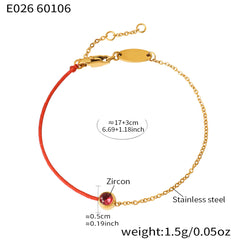 18K Gold-Plated Red Cord Stone-Accent Bracelet