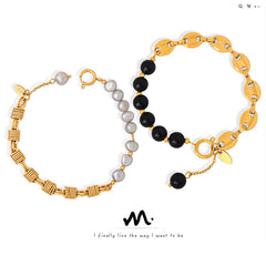 Freshwater Pearl or Agate Mixed Link Bracelet