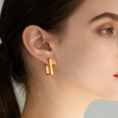 18K Gold-Plated & Rose Gold-Tone Rectangular Hoops