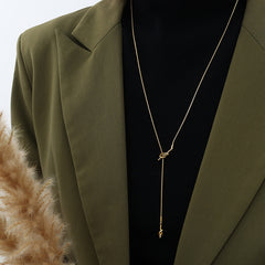Knotted Heart Long Lariat Necklace