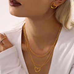 Sculptural Open Heart Necklace or Stud Earrings