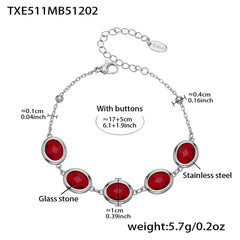 Faceted Oval Glass Stone Necklace, Bracelet & Earrings