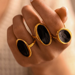Oval Enamel Open Ring