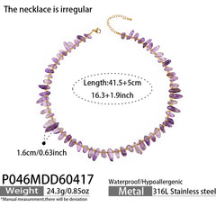 Amethyst or Mixed Natural Stone Chip Necklace