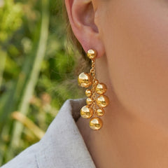 18K Gold-Plated Polished Ball Cluster Drop Earrings