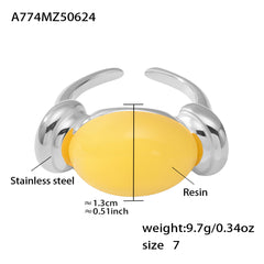 Oval Resin Color Accent Ring
