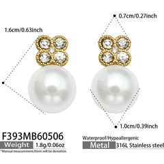Pearl-Look Clover Stud Earrings
