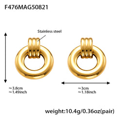 Mixed-Finish Geometric Drop Earrings