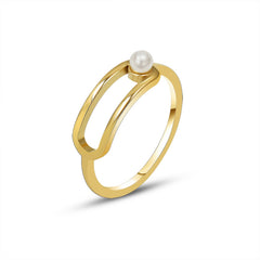 Pearl-Look Geometric Open Ring