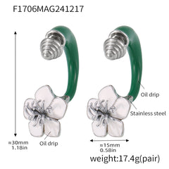 18K Gold-Plated Floral Enamel or Ribbed Stud Earrings