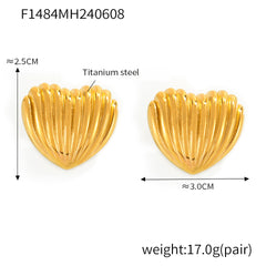 Gold-Tone Ribbed Geometric Stud Earrings