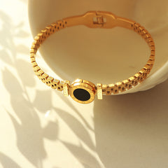 18K Gold-Plated Round Accent Link Bracelet