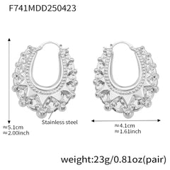 Textured Openwork Statement Hoop Earrings