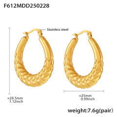 Textured Wheat Pattern Hoop Earrings