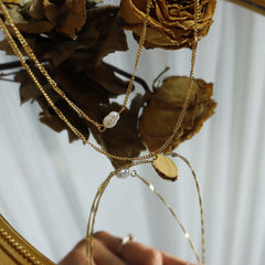Freshwater Pearl & Oval Tag Layered Necklace