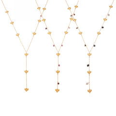 Heart & Agate Long Y-Shaped Necklace