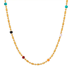 Gold-Tone Colorful Bead Chain Necklace