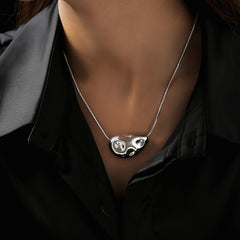 18K Gold-Plated Sculptural Textured Pendant Long Necklace