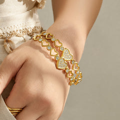 Gold-Tone Cubic Zirconia Heart Bangle Bracelet