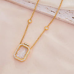 Square Stone-Accent Pendant Necklace