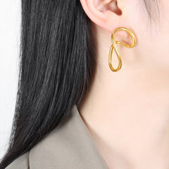 18K Gold-Plated Sculptural Curved Stud Earrings