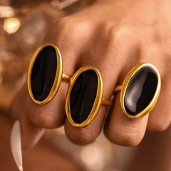 Oval Enamel Open Ring