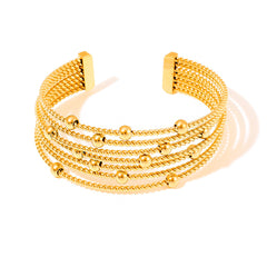 Gold-Tone Layered Bead Detail Cuff Bracelet