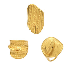 18K Gold-Plated Textured Statement Ring Collection