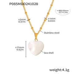 18K Gold-Plated Shell Heart Pendant Necklace