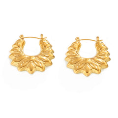 18K Gold-Plated Sculptural Floral Hoop Earrings