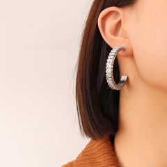 18K Gold-Plated Cubic Zirconia Hoop Earrings