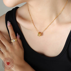 Gold-Tone Interlocking Ring Pendant Necklace