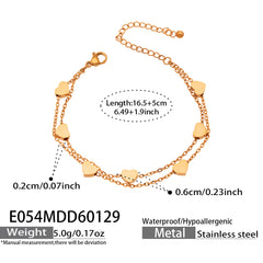 Layered Heart Charm Stainless Steel Bracelet