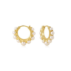 Nicolette Vintage-Inspired Pearl Hoop Earrings No. 769595
