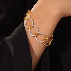 18K Gold-Plated Stone-Accent Rounded Link Bracelet