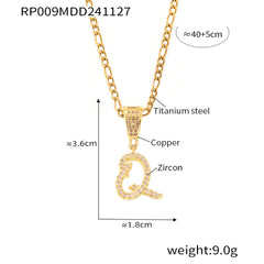 Cubic Zirconia Script Initial Pendant Necklace